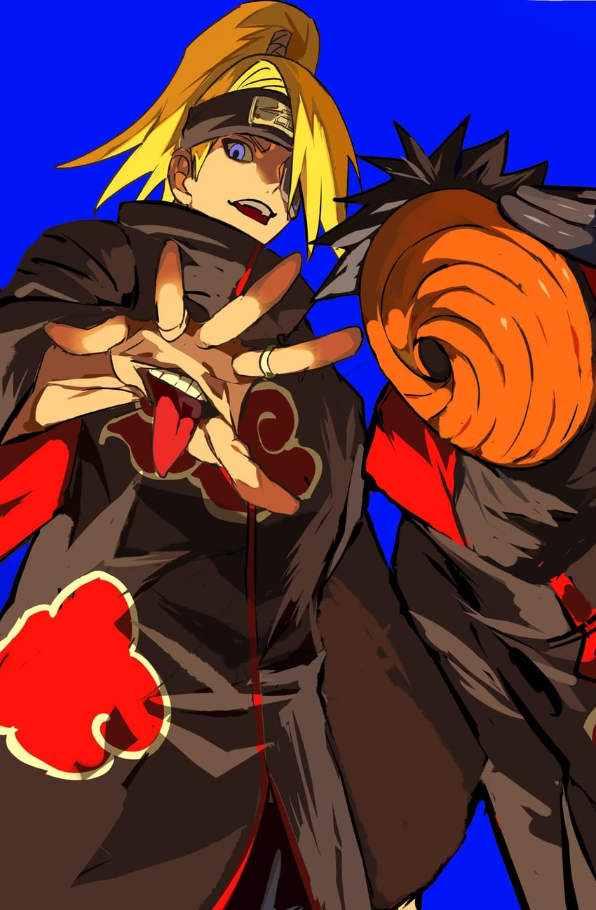 uchiha obito, deidara, and tobi (naruto and 1 more) drawn by xi_luo_an_ya
