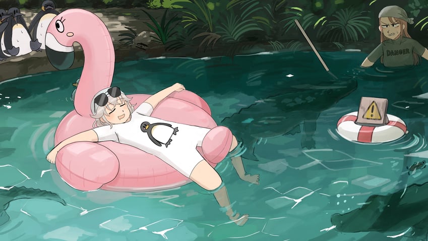 penguin keeper and crocodile keeper (zookeepers) drawn by diva_(hyxpk)