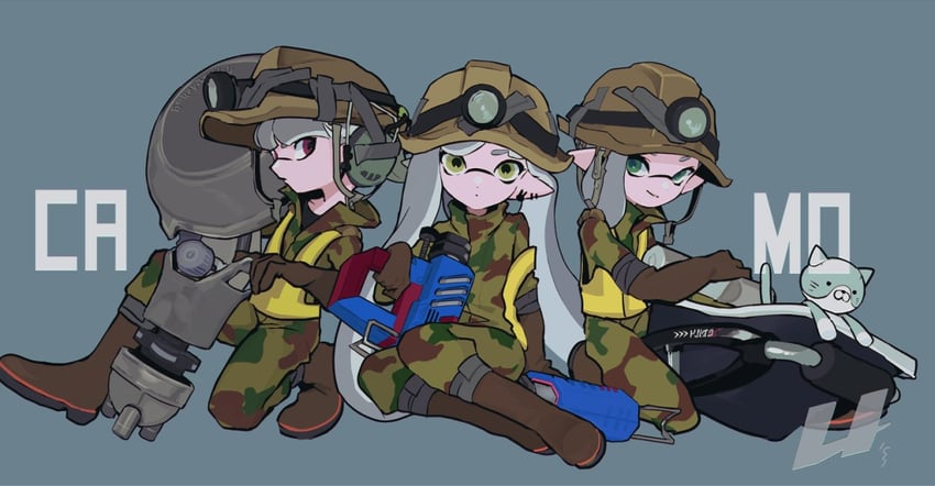 inkling player character and inkling girl (splatoon) drawn by imaikuy0