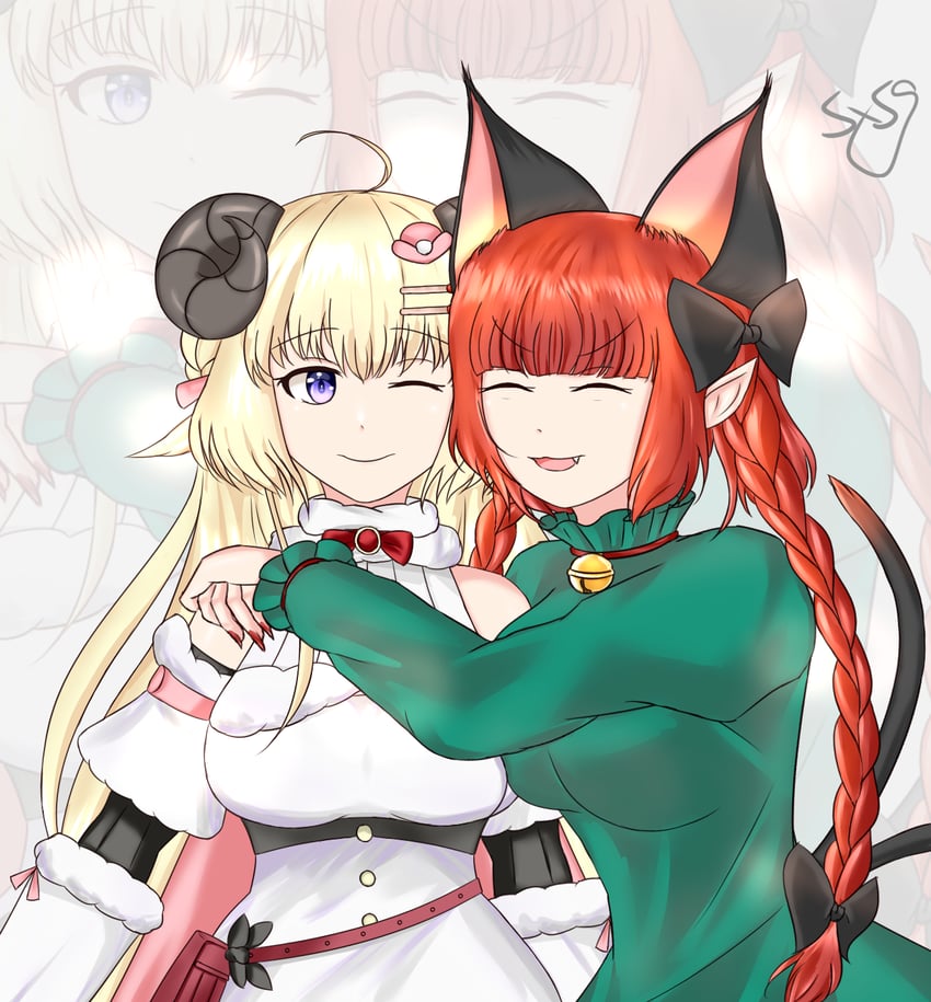 kaenbyou rin and tsunomaki watame (touhou and 1 more) drawn by hau_li_7