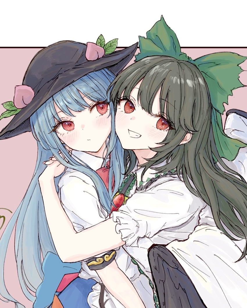 reiuji utsuho and hinanawi tenshi (touhou) drawn by kashiwada_kiiho