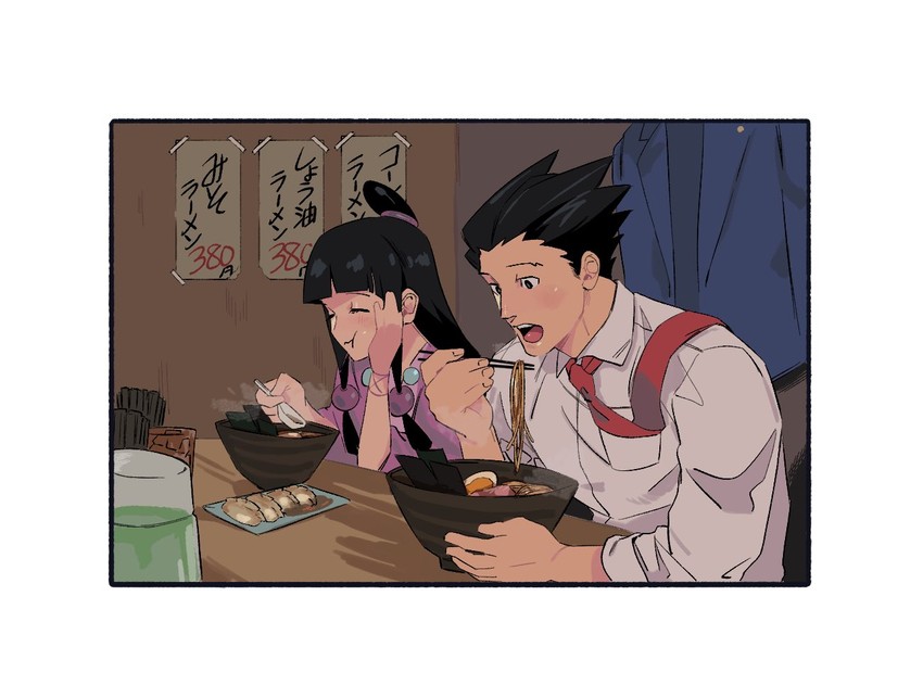 phoenix wright and maya fey (ace attorney) drawn by green_(grimy)