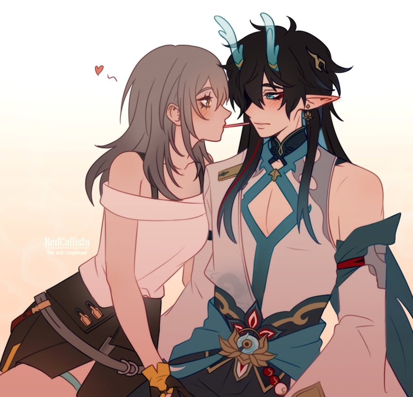 trailblazer, stelle, and dan heng (honkai and 1 more) drawn by rubyredart
