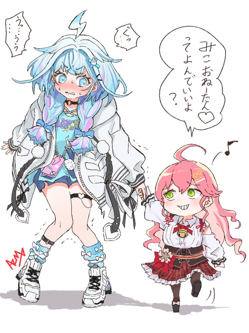 sakura miko and mizumiya su (hololive and 1 more) drawn by azuma_(azmdraw)