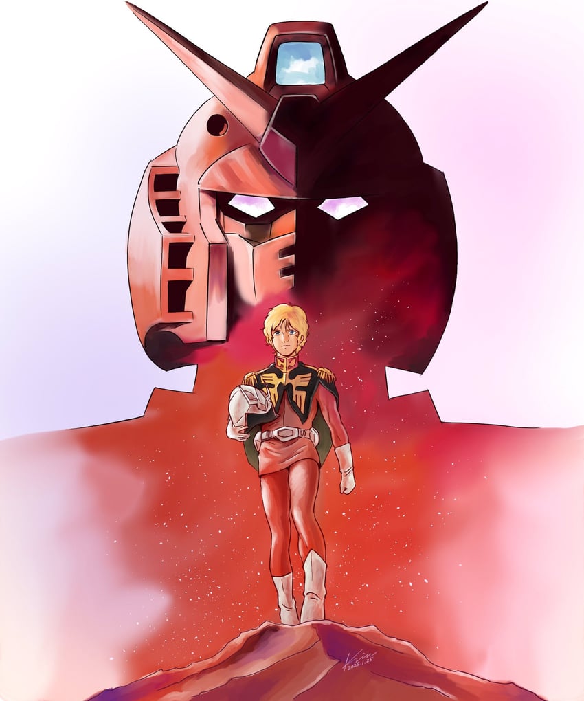 char aznable, rx-78-2 gundam, and rx-78-2 gundam casval custom (gundam and 2 more) drawn by kobakin