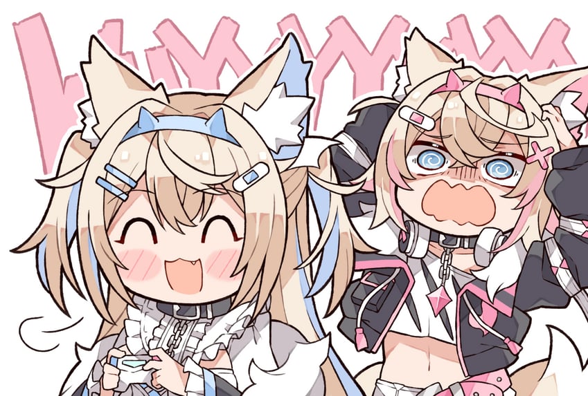 fuwawa abyssgard and mococo abyssgard (hololive and 1 more) drawn by kukie-nyan