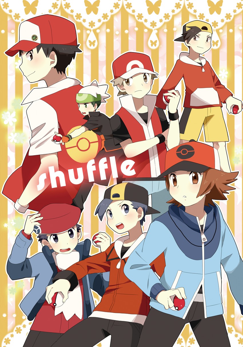red, ethan, hilbert, brendan, and lucas (pokemon and 8 more) drawn by pumpkinpan
