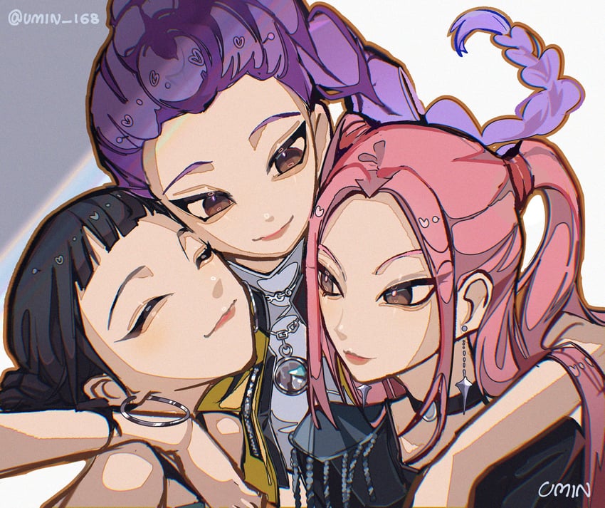 rumi, zoey, and mira (kpop demon hunters) drawn by umin_168