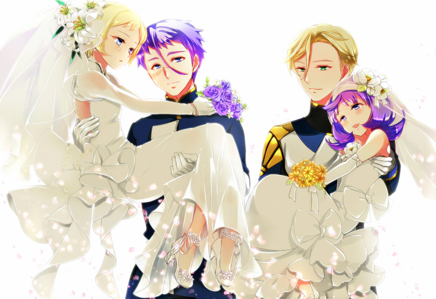 gaelio bauduin, julietta juris, mcgillis fareed, and almiria bauduin (gundam and 1 more) drawn by mikazuki_tenma