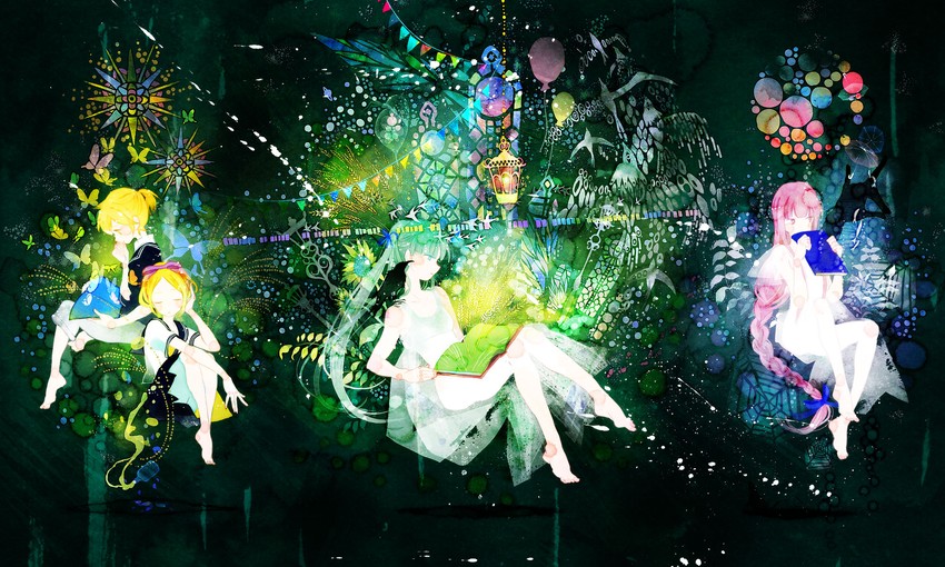 hatsune miku, kagamine rin, kagamine len, and megurine luka (vocaloid) drawn by yoshida_yoshitsugi