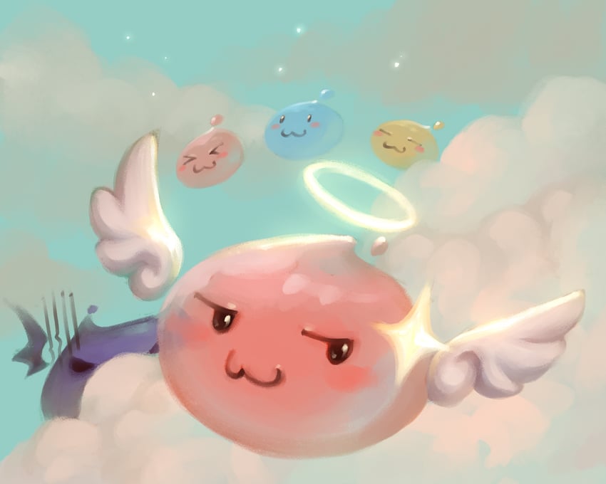 poring, angeling, drops, marin, and deviling (ragnarok online) drawn by yunaxd