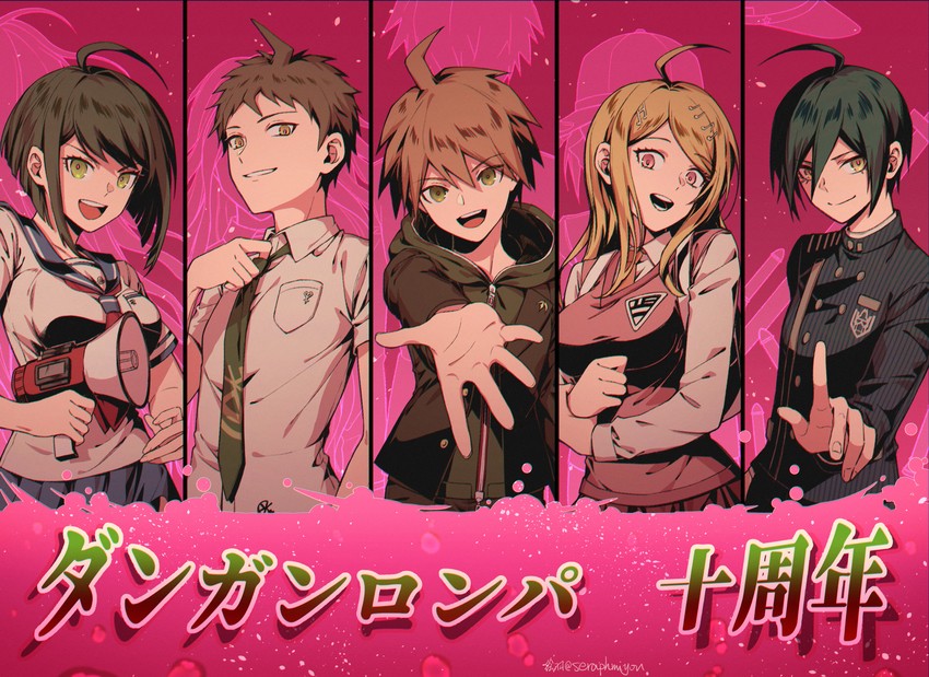 saihara shuichi, hinata hajime, akamatsu kaede, naegi makoto, kamukura izuru, and 2 more (danganronpa and 5 more) drawn by ewa_(seraphhuiyu)