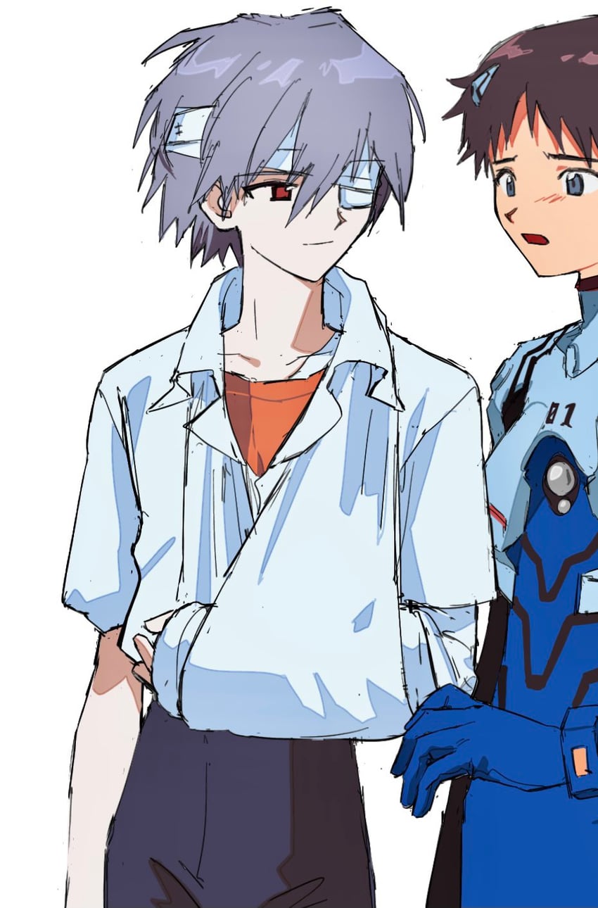 ikari shinji and nagisa kaworu (neon genesis evangelion) drawn by a12740807