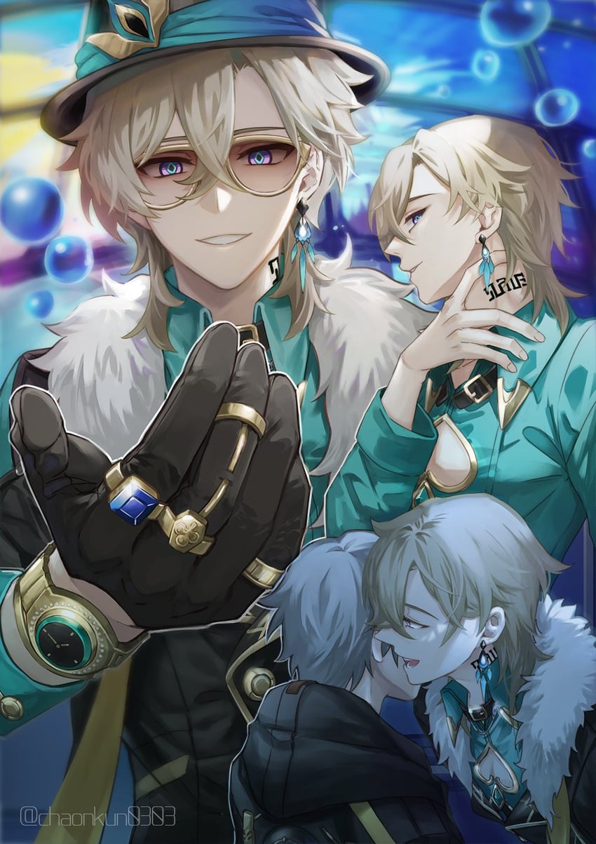 trailblazer, caelus, and aventurine (honkai and 1 more) drawn by chaonkun0303