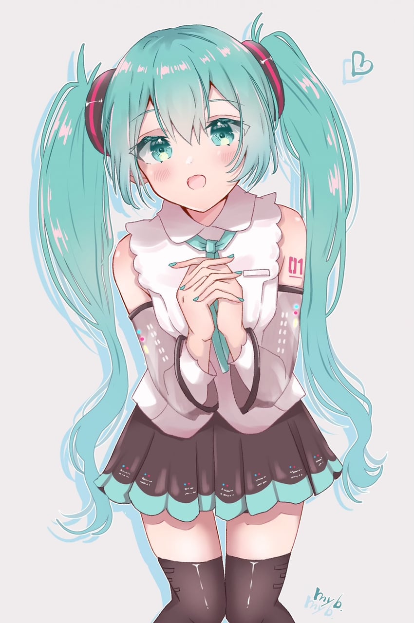 hatsune miku (vocaloid and 1 more) drawn by myb_e2