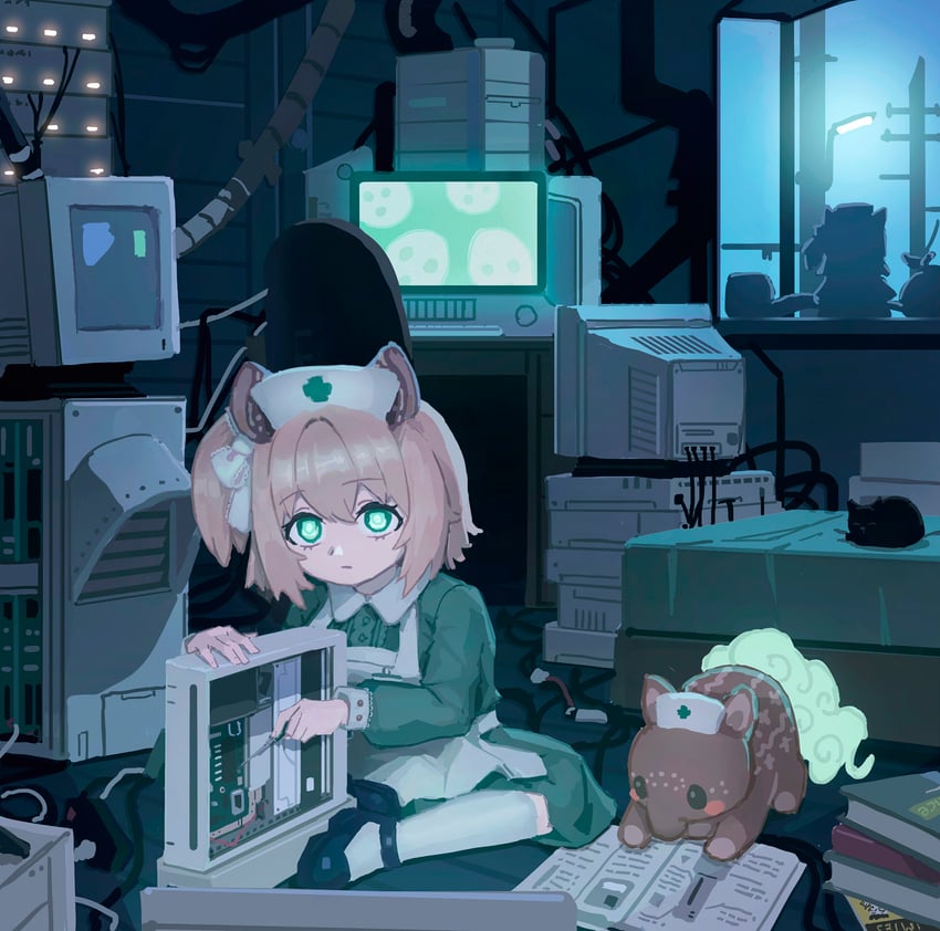 nimi nightmare, sapling, naplings, and baby bean (indie virtual youtuber and 2 more) drawn by wayt5h