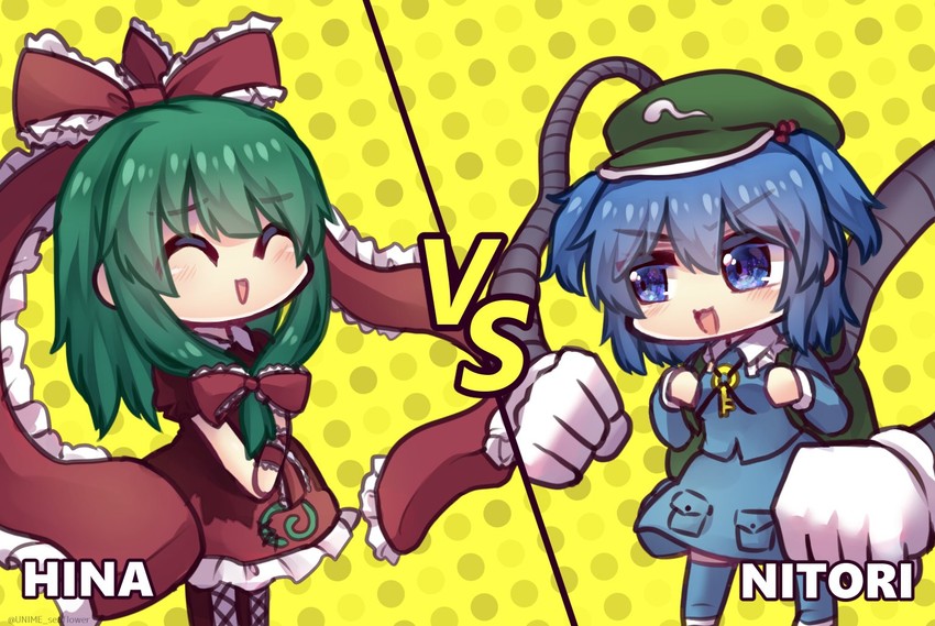 kawashiro nitori and kagiyama hina (touhou and 1 more) drawn by unime_seaflower