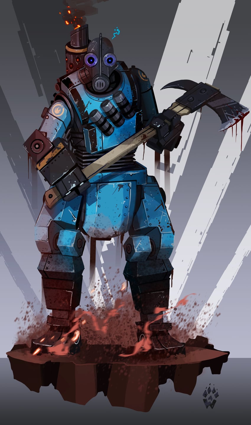pyro and blu pyro (team fortress 2) drawn by wolfdawg_art