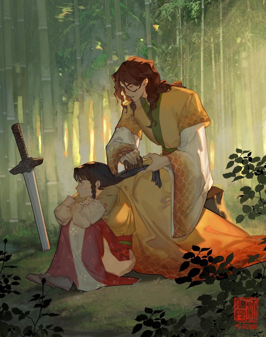 chu tian and shen yuhua (daughter of a thousand faces) drawn by velinxi