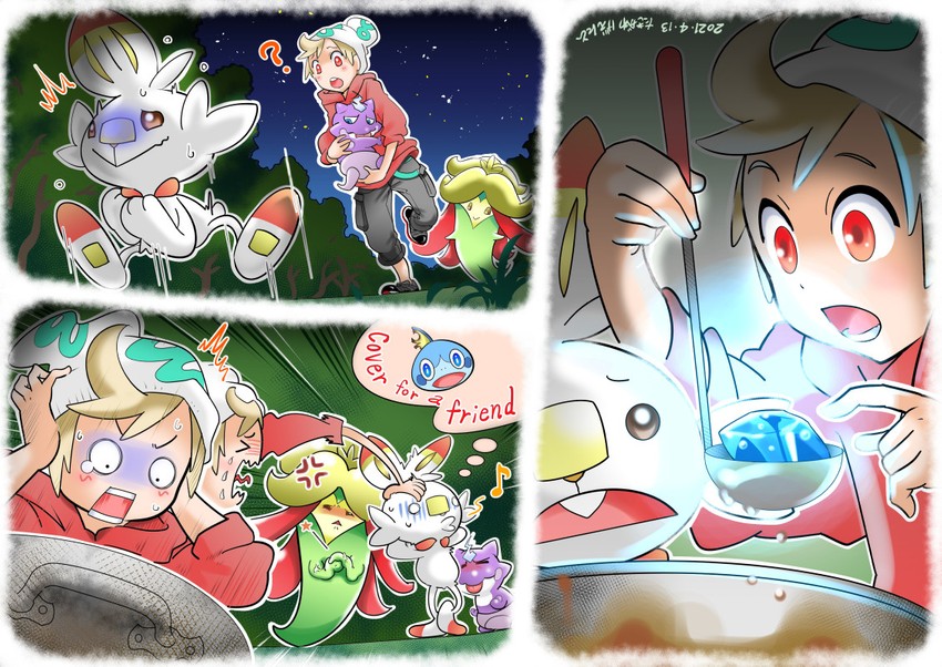 scorbunny, sobble, victor, toxel, and gossifleur (pokemon and 1 more) drawn by takigawa_geenito