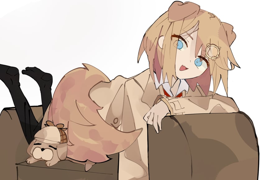watson amelia and bubba (hololive and 1 more) drawn by nizukiii