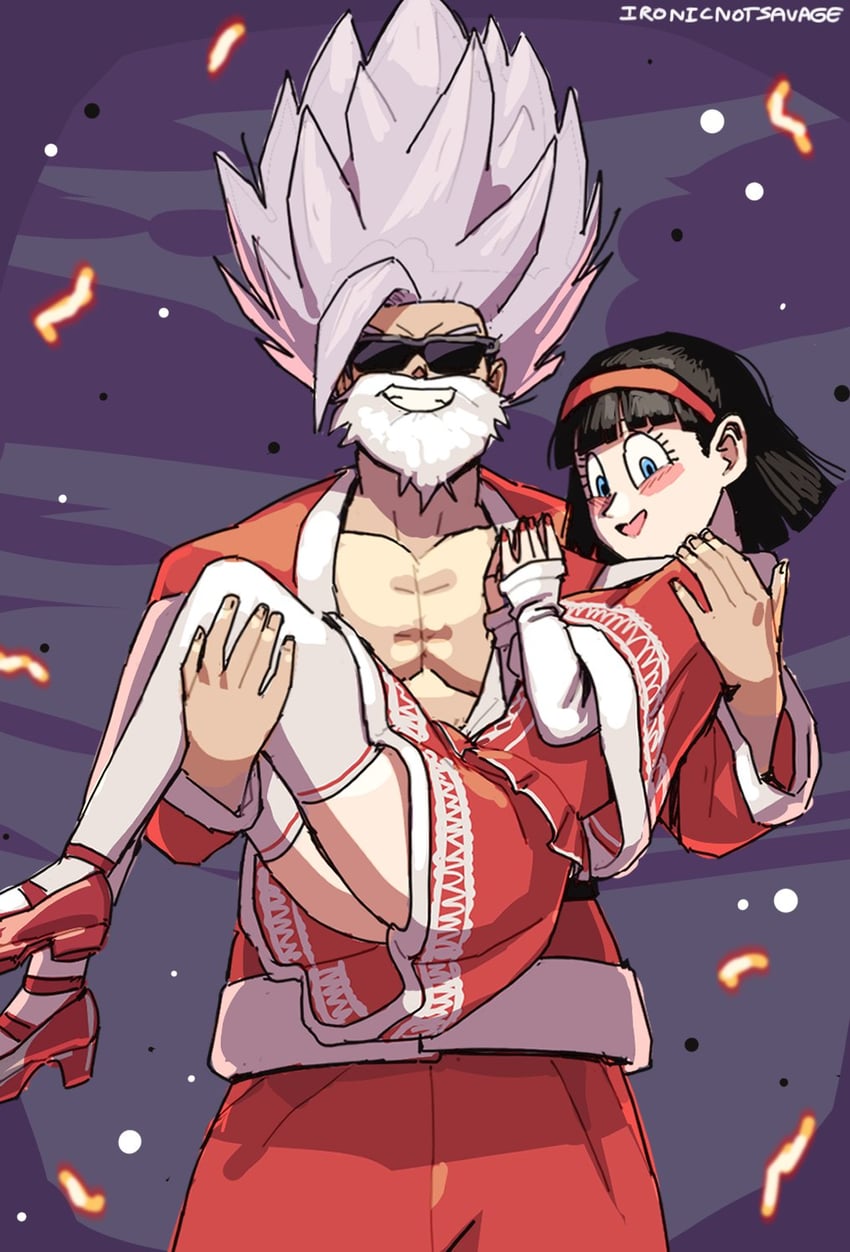 son gohan, videl, and gohan beast (dragon ball and 1 more) drawn by ironicnotsavage