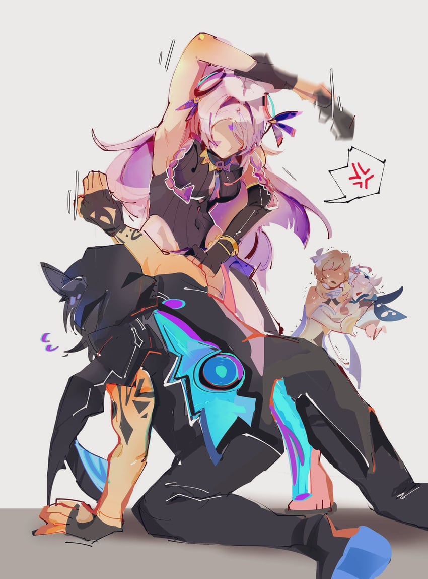 lumine, paimon, citlali, and ororon (genshin impact) drawn by khaiyoi123