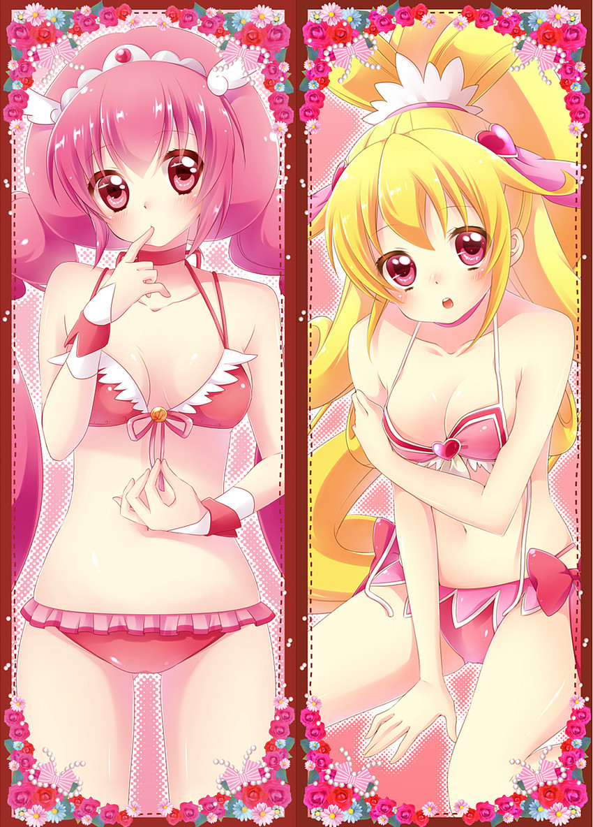 aida mana, hoshizora miyuki, cure happy, and cure heart (precure and 2 more) drawn by kuune_rin