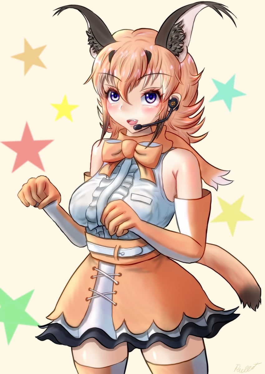 caracal (kemono friends and 1 more) drawn by dhm25_rolls
