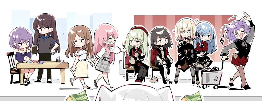 chihaya anon, togawa sakiko, nagasaki soyo, shiina taki, wakaba mutsumi, and 10 more (bang dream! and 1 more) drawn by zhanzhangzlw