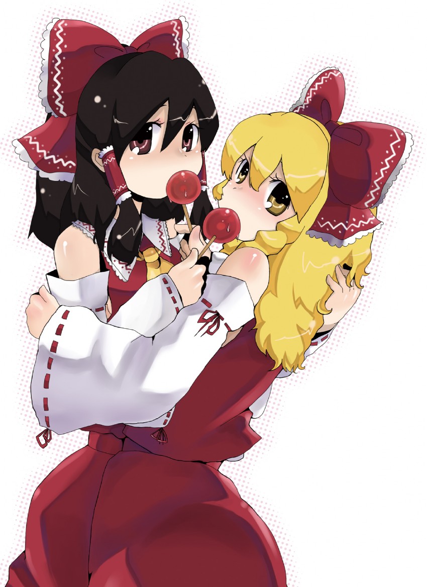 hakurei reimu and kirisame marisa (touhou) drawn by kamiya_zuzu