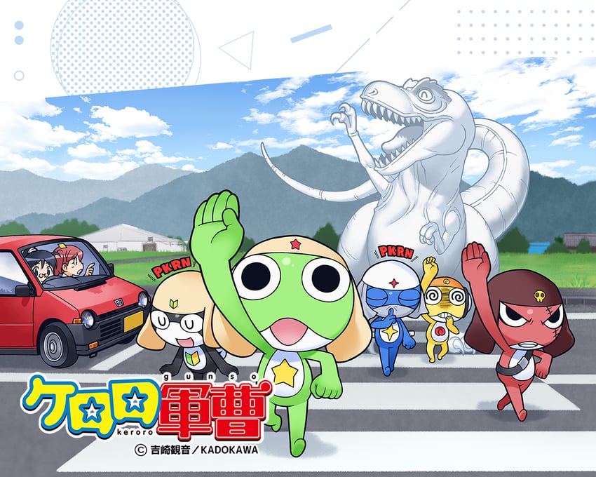 keroro, hinata natsumi, giroro, tamama, kururu, and 2 more (keroro gunsou) drawn by yoshizaki_mine
