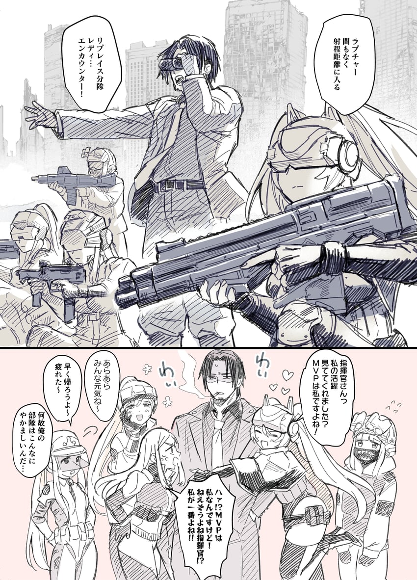 commander, idoll sun, mass-produced nikke, idoll ocean, soldier eg, and 2 more (goddess of victory: nikke) drawn by ame_arare
