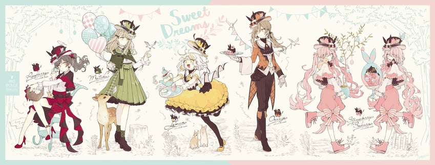 konogata yui, takarai tsurugi, kamiusagi rena, akasaki ryoko, sakurajima marika, and 1 more (chokokeki 6 shimai) drawn by akakura