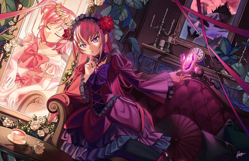 yumehara nozomi and dark dream (precure and 1 more) drawn by partyu