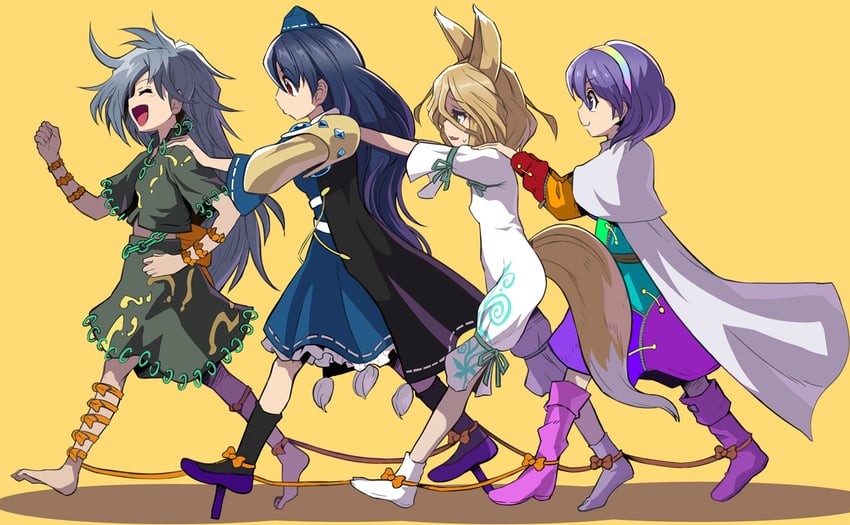 kudamaki tsukasa, iizunamaru megumu, tenkyuu chimata, and himemushi momoyo (touhou) drawn by syope