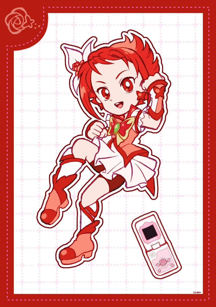 natsuki rin and cure rouge (precure and 2 more) drawn by uwded_207