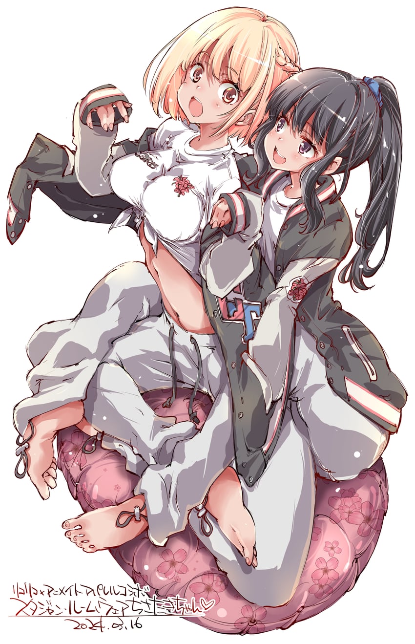 nishikigi chisato and inoue takina (lycoris recoil) drawn by yazawa_mana