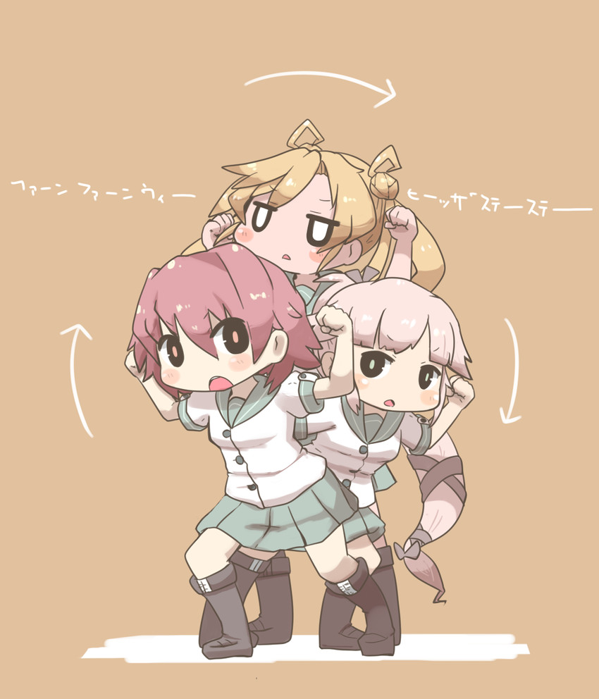 yura, abukuma, and kinu (kantai collection and 1 more) drawn by inishie