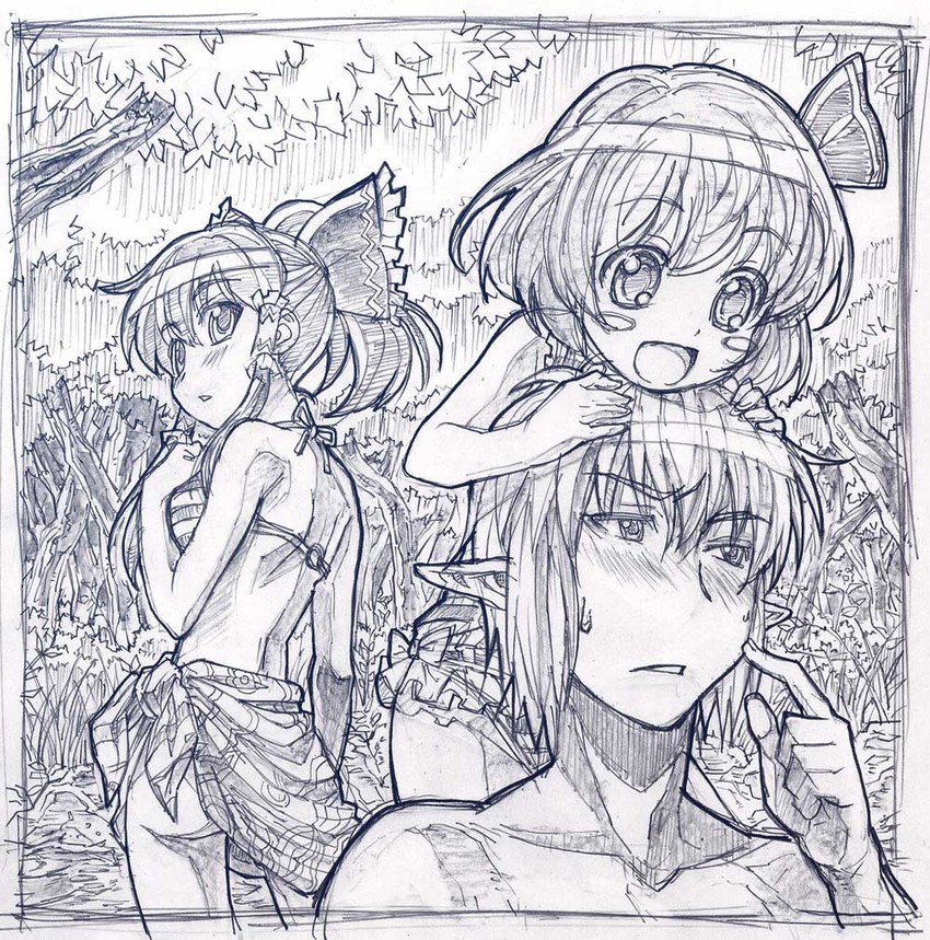hakurei reimu, rumia, and buront (touhou and 3 more) drawn by sakino_shingetsu