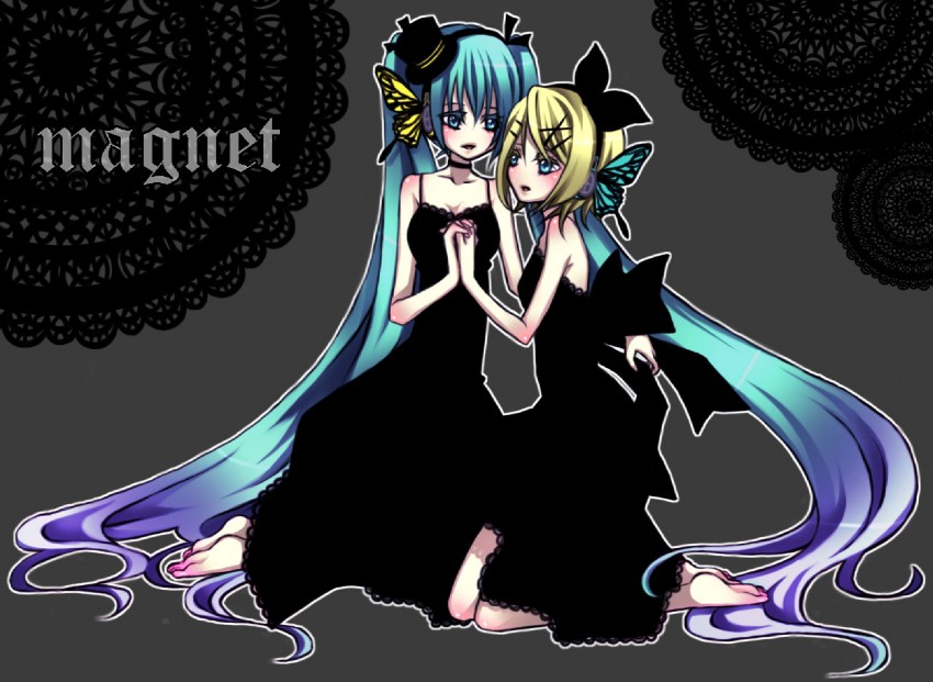 hatsune miku and kagamine rin (vocaloid and 1 more) drawn by kuzuhara_kazuya