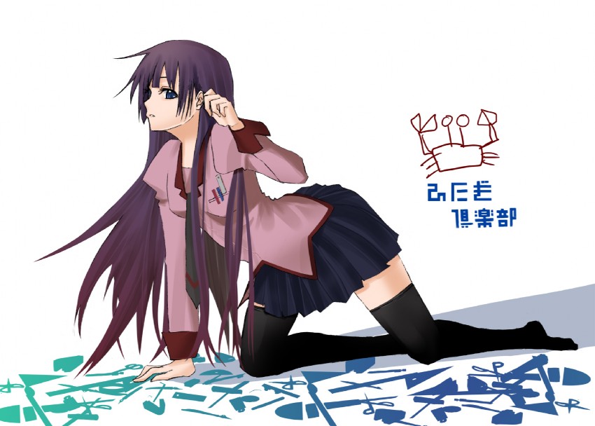 senjougahara hitagi (monogatari and 1 more) drawn by smine