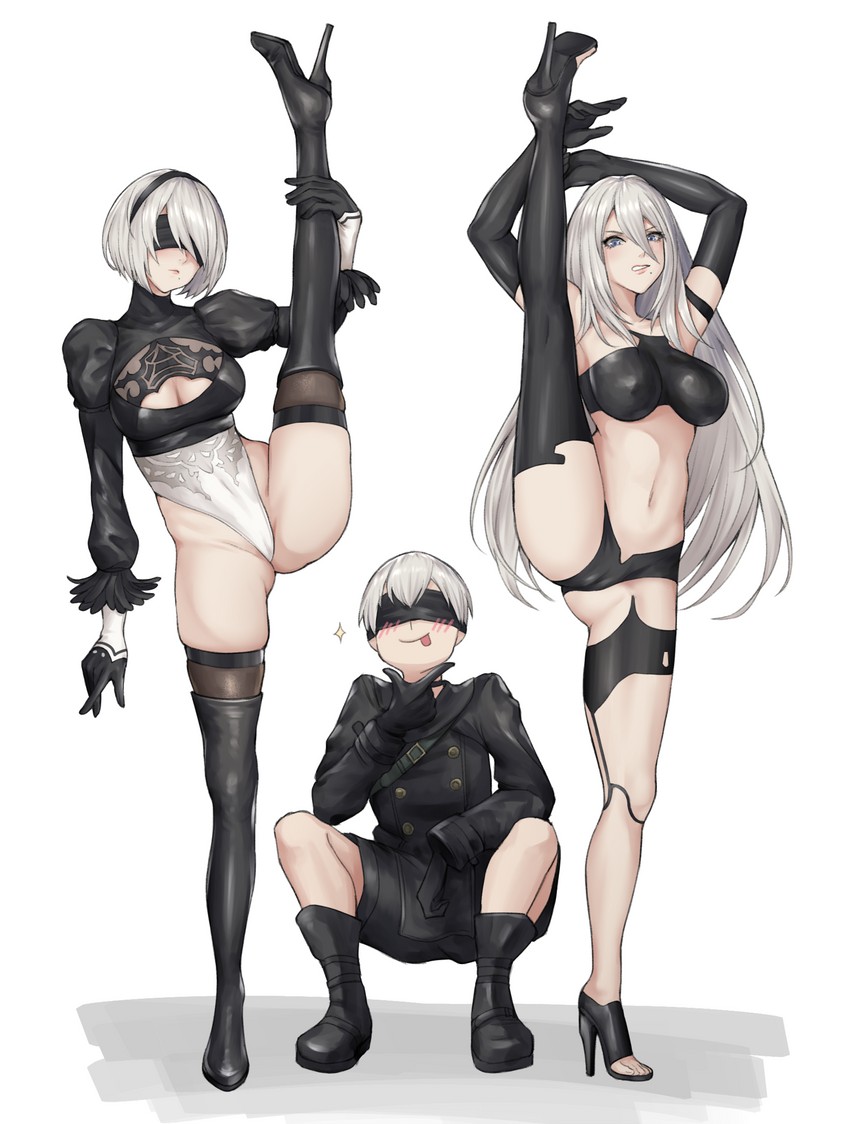 2b, 9s, and a2 (nier and 1 more) drawn by kurone_rinka