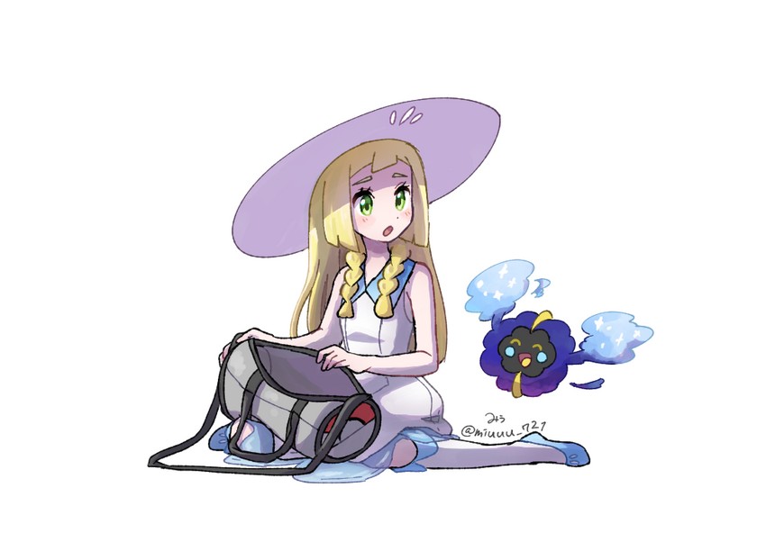 lillie and cosmog (pokemon and 1 more) drawn by miu_(miuuu_721)