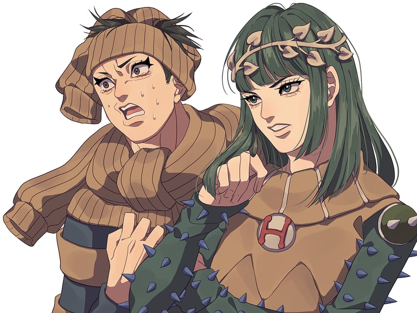 higashikata jobin, yagiyama yotsuyu, and dainenjiyama aisho (jojo no kimyou na bouken and 1 more) drawn by siniy