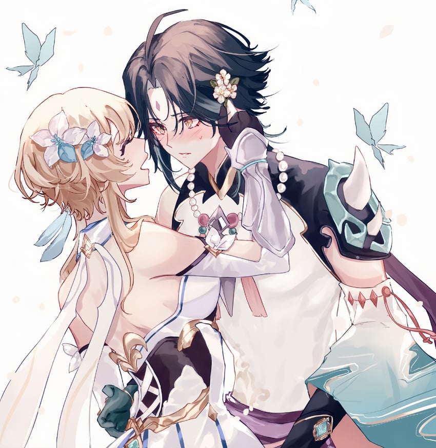 lumine and xiao (genshin impact) drawn by abyss_of_alyss