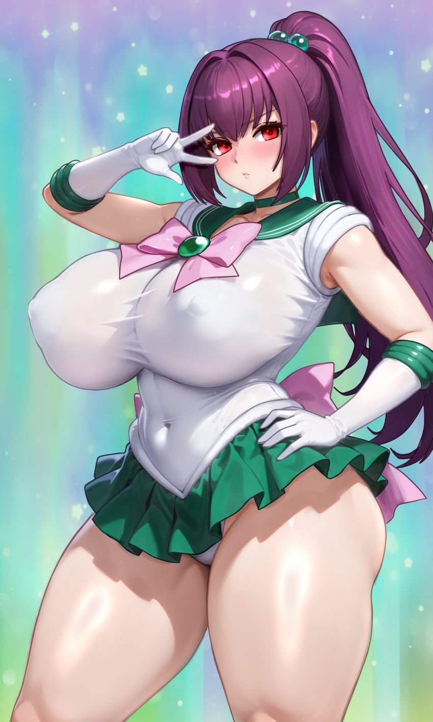 scathach, scathach skadi, and sailor jupiter (fate and 2 more) drawn by raskasar