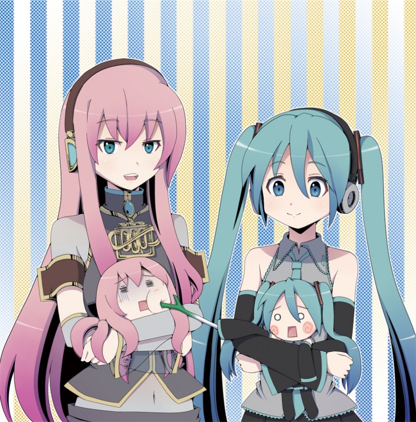 hatsune miku, megurine luka, takoluka, and hachune miku (vocaloid) drawn by sano_usagi