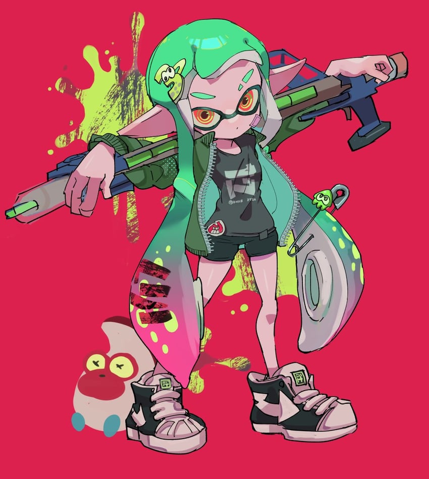 inkling player character and inkling girl (splatoon and 1 more) drawn by koike3582