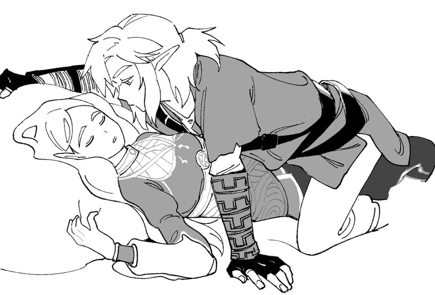 link and princess zelda (the legend of zelda and 2 more) drawn by loli_bushi